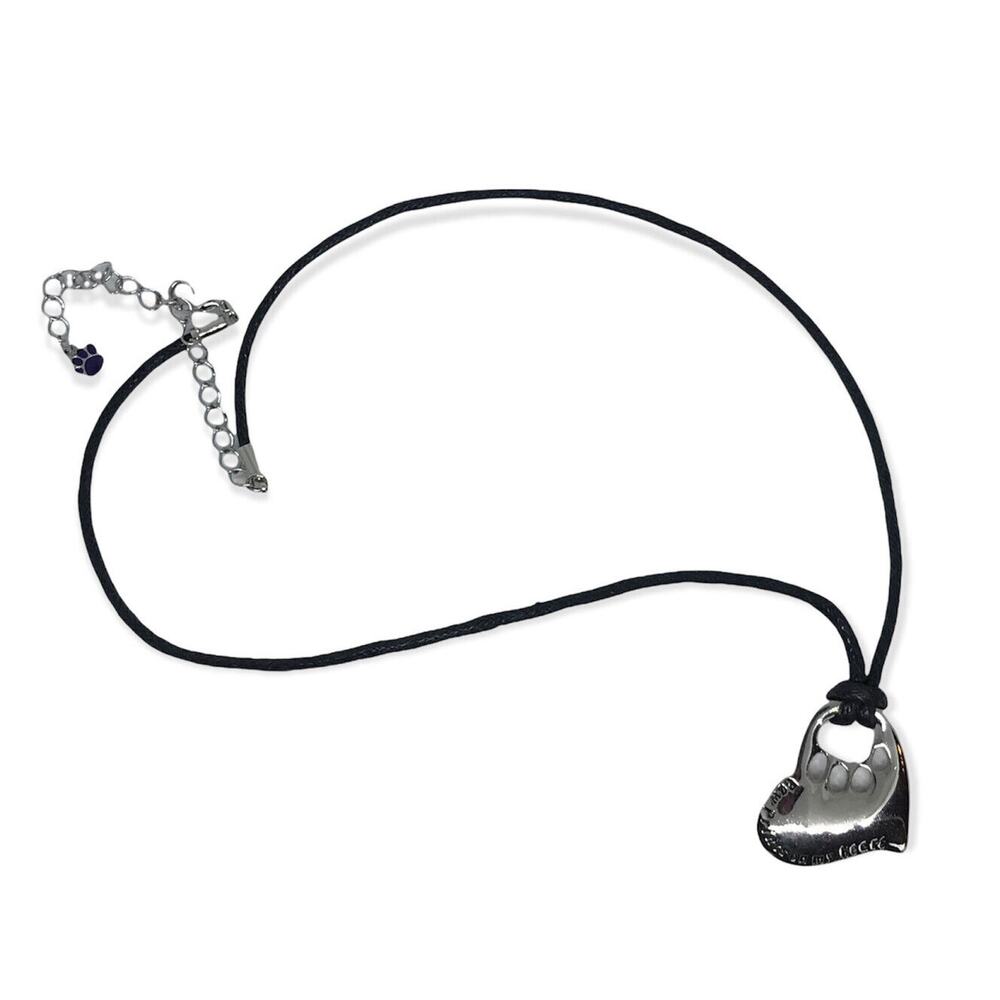 Paw Prints‎ on My Heart Necklace with Charm (16"+3") 1" Heart Charm Pendant